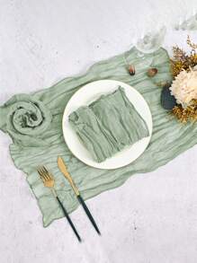 6pcs Balinese Gauze Wrinkle Placemats, Boho Countryside Style Dining Table Cloth For Wedding, Party, Banquet