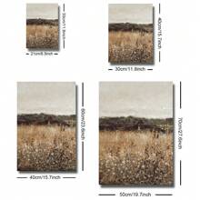 Set van 2 oningelijste Boho Wildflower Field Rustic Art Retro Poster Vintage Botanische Bloemen Abstract Landschap Schilderij Canvas Print Landelijk Boerderij Decor Muurfoto Voor Slaapzaal, Appartement, Kantoor, Woonkamer, Slaapkamer, Moderne Huisdecoratie