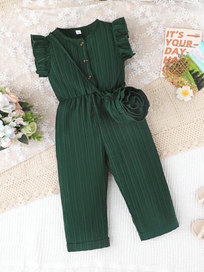 Salopetă pentru fete tinere cu mâneci tip șapcă, cu rucsac floral, modă confortabilă pentru primăvară/vară