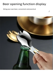 304 Stainless Steel Multi-Function Spoon Combo, Outdoor Portable Cutlery Set With Fruit Fork - Multicolor - View 3