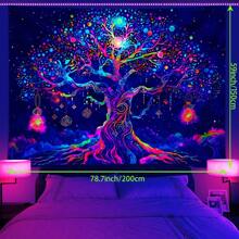 1pc Glow In The Dark Life Tree Tapestry, UV-Reactive Blacklight Tree Hanging Wall Art, Nature Landscape Decor For Bedroom, Living Room (Requires UV Light To Activate Glow Effect) Gifts Birthday Graduation Room Decor Tapestry For Room Wall Tapestry Flag Home Decor School Decor School Surprise Dormitory Decor Back To School Room Decoration Stuff Bedroom Decor School Supplies
