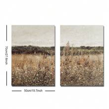 Set van 2 oningelijste Boho Wildflower Field Rustic Art Retro Poster Vintage Botanische Bloemen Abstract Landschap Schilderij Canvas Print Landelijk Boerderij Decor Muurfoto Voor Slaapzaal, Appartement, Kantoor, Woonkamer, Slaapkamer, Moderne Huisdecoratie