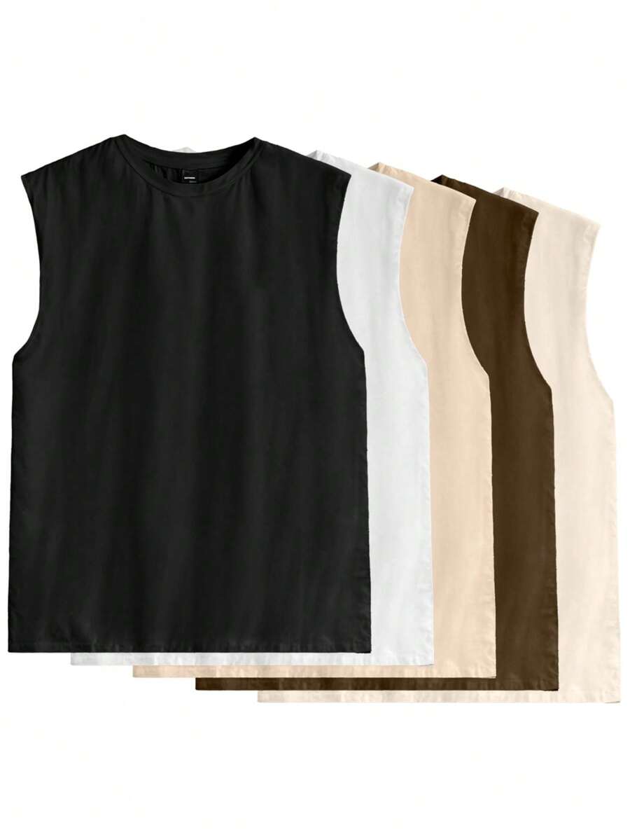 Kit 5 Men's Oversized Cotton Tank Top Over Macho Blouse Cotton Shirt Streetwear - 彩色 - 查看 1