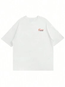Men's White Short Sleeve T-Shirt, Racing Graphic & "Free Spirit, Unobstructed" Slogan, Streetwear Style