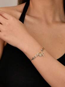 1 Peça Pulseira com Pingente de Borboleta e Cruz de Design Bonito e Minimalista em Três Cores para Meninas/Mulheres