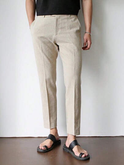 GINGTTO بنطلون رجالي واسع ذو لون أحادي