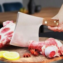 1 Piece Bone Knife, Heavy Butcher's Axe, Machete, Stainless Steel Thickened Blade And Ergonomic Handle, China Kitchen Axe, Multifunctional Professional Knives For Home And Restaurant Use, Household Restaurant Thickened Stainless Steel Axe, For Bone Cutting, Multifunctional Forging, Knocking, Cutting, Multifunctional Stainless Steel Kitchen Knife, For Bone Cutting, Large Bone Cutting, Golden Steel Axe Unique Gift For Men