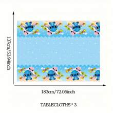 Disney 3pcs Per Pack  Officially Licensed Stitch Party Tablecloth Birthday Weddings Banquets Tables Favors Christmas Halloween Party Table Covers Restaurants Rectangular Tables Decoration Supplies