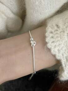BALMORA 1 Stück 925 Sterling Silber Armband mit herzförmigem Silberperle und einfacher Schlangenkette, geeignet für koreanische Mode von Frauen, Alltagsgebrauch als Geschenk für Freunde