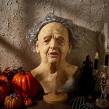 Old Lady Latex Headwear Funny Halloween Cosplay Flexible Headwear With Silver Hair Party Prop For Halloween Cosplay Accessory - 卡其色 - 查看 9