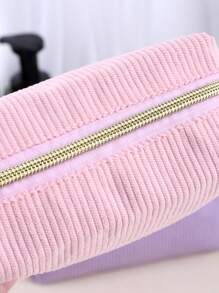 1/2pcs Corduroy Solid Colour Cosmetic Bag,Large Capacity Pencil Case Corduroy Cosmetic Bag,Portable Travel Toiletry Bag,Back-To-School Gifts, Stationery And School Supplies, Travel Reusable Storage Bags,Aesthetic Makeup Storage Bag