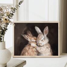 1 pieza, Pintura colgante de lienzo, Pintura decorativa enmarcada, Póster, Arte de pared, Pascua, Conejito lindo, Pintura al óleo vintage, Arte de pared de conejito lindo Pintura al óleo, Impresión vintage antigua, Póster de conejito, Decoración de hogar Mural, Fácil de colgar, Adecuado para habitación, sala de estar, pasillo, decoración de pared de dormitorio