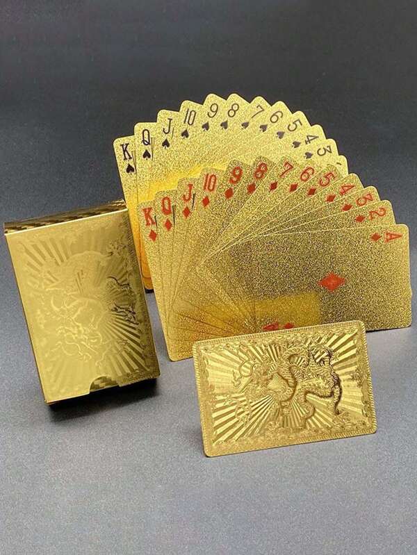 Cartes en plastique avec feuille d'or, jeux de société, jeux de cartes pour les soirées familiales, accessoires de jeux de cartes, outils magiques, articles de collection pour les fêtes, cadeaux de fête
