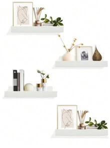 4 件装亚克力壁挂式收纳架，15 英寸儿童悬浮书架，浴室、卧室、客厅、厨房、房间装饰展示架收纳架，透明房间装饰