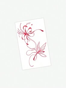 Cyan sea 1pc Waterproof, Sweat-Proof, Non-Reflective Temporary Tattoo Sticker, High-End Abstract Floral And Line Design, Suitable For Fashionable Individuals