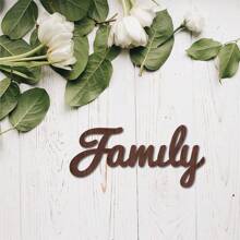 1PC Cutout Sign Family Letter Wooden Wall Arts Decor Quotes Wood Word Sculpture Signs Rustic Farmhouse For Housewarming Home Front Door Entryway Wall Decoration, Brown, 11.9 X 5.5inch