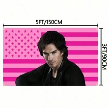 Ian Somerhalder Różowy Amerykański Przystojny Seksowny Mężczyzna Wampiry Damon Salvatorea Zabawny Mem Gobelin Flaga Wisząca Na Ścianie W Akademiku Pokój Facetów Jaskinia Człowieka Sztuka Baner Vintage Koc Gobeliny Estetyczny Wystrój Pokoju