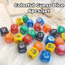 Set de 6 dados de juego de piedra, papel o tijera de colores mezclados