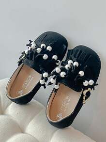 1 Pair Simple Fashion Leather Flat Shoes For Girls, Suitable For Summer