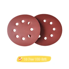 10pcs/160pcs 5-Inch Sanding Disc Hook And Loop Backing Sanding Pad Sandpaper Plate 8-Hole Red Sanding Disc With Coarse To Medium Grits, Suitable For 40/80/100/120/150/180/240/320/400/600 Grit Power Sanding Discs, 5 Inch 8 Hole Round Sanding Disc Tools