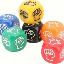 Set de 6 dados de juego de piedra, papel o tijera de colores mezclados