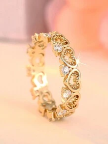 1pc Elegant Heart Shaped Cutout Zirconia Ring In 925 Silver Fashionable And Stylish Women's Birthday Gift Perfect For Dates And Parties