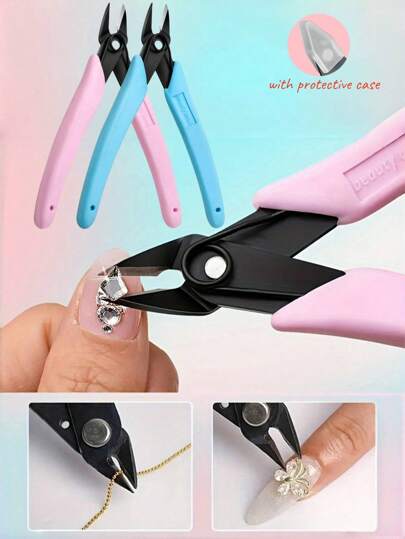 Professional Stainless Steel Nail Art Rhinestone Removal Pliers,Manicure Nail Pliers - Metal Diagonal Cutters,Wire Cutter Nail Unloading Nippers Chain Scissors For Easy Gem & Jewelry Detachment, Nail Clippers,Nail Art Drill Bit Remover,Nail Tools,Nail Supplies,Gifts For Family, Friends, Lovers, Back To School,Halloween,Christmas
