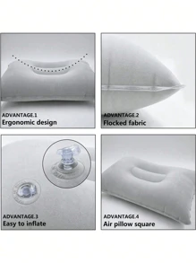 舒适充气枕头，超轻 A4 尺寸充气旅行枕，小方形植绒面料气枕，适用于办公室、旅行、度假旅行、徒步旅行、露营、午睡、颈腰支撑，多种颜色可选旅行必需品旅行配件旅行必备品海滩度假暑期学校配件返校用品 - 彩色 - 查看 5