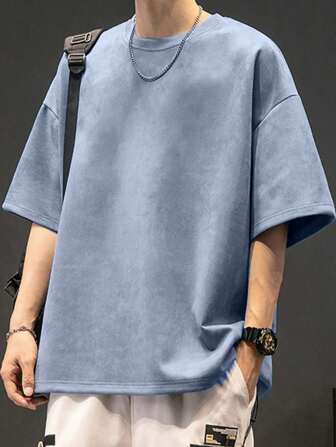 Men's Casual Letter Print Round Neck Short Sleeve T-Shirt, Daily Wear, Spring/Summer