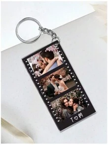 1pc Acrylic Keychain With Personalized Photo And Text - Retro Y2K Style, Suitable For Couples, Families, Friends - Great For Weddings, Valentine's Day, Graduations - Colorful, Cute, Gift