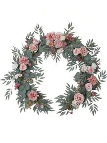 Pink Artificial Eucalyptus Garland With Flowers 6FT, Table Runner Decor Arch Backdrop Head Table Decorations For Wedding Sweetheart Table Centerpieces Rehearsal Dinner Bridal Shower Decoration Party Favors Room Decor Bride