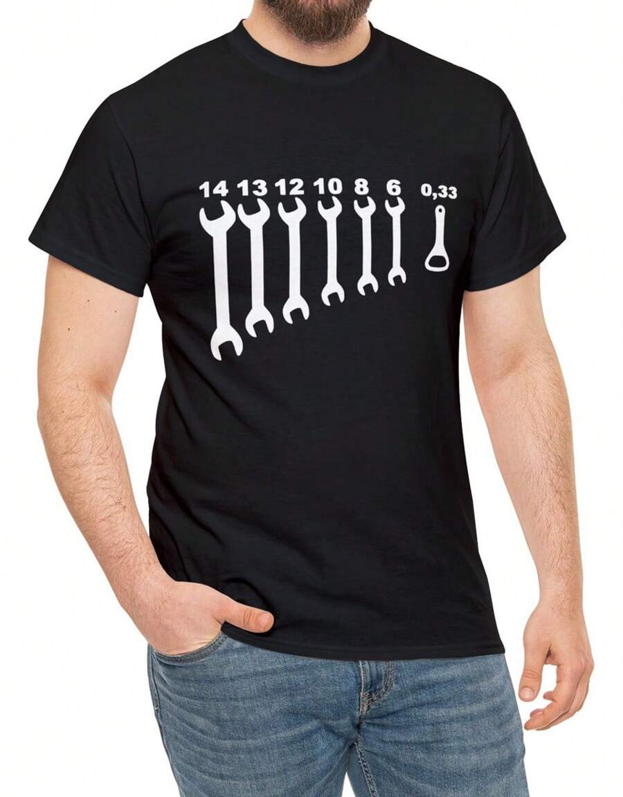 Men's T-Shirt Tools Mechanic Beer Opener 100% Cotton - 黑色 - 查看 1