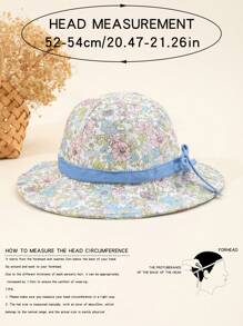 Spring/Summer Fashion New Girl's Sun Hat, Toddler Breathable Ditsy Floral Bow Decor Sun Protection Bucket Hat
