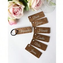 1 pieza Llavero de certificado de boda de madera - Placa de identificación de madera personalizable impresa, Accesorio de alambre de acero negro de 7 pulgadas, Portátil para bodas, San Valentín, festivales, fiestas, regalos de cumpleaños y graduación