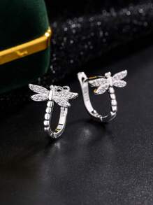 Dragonfly Stud Earrings, Minimalist Vintage Zirconia Insect Earrings