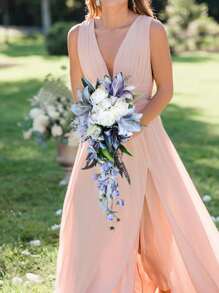 Lily Wedding Bouquet For Bride,Waterfall Romantic Wedding Artificial Flowers Bouquets Cascading Bridal Bouquets For Wedding Ceremony And Anniversary Home Decor