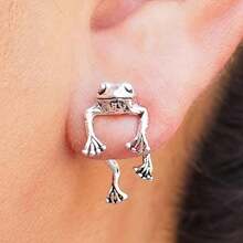 Vintage Frog Earring Set - Exquisite Animal-Shaped Stud Earrings With Delicate Details, Fashionable Holiday Accessories, Suitable For Women, Classic Jewelry Gift Idea