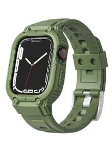 1 件二合一绿色表带表壳一体式男女休闲运动柔软舒适兼容 表带兼容 表带 40 毫米 38 毫米 41 毫米 42 毫米 44 毫米 45 毫米腕带手链兼容 系列 SE 9 8 7 6 5 4 3 2 1 兼容 表带 + 表壳一体式配件