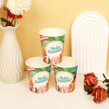 1 Set Summer Beach Theme Disposable Paper Cup For Holiday Party