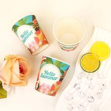 1 Set Summer Beach Theme Disposable Paper Cup For Holiday Party