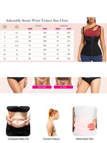 1 pieza Faja reductora de cintura para mujeres, Faja compresora apretada para el pecho, Cinturón reductor de cintura, Cinturón de corset de ejercicio ajustable con tirantes, Adecuado para hacer ejercicio en casa, deportes y caminar