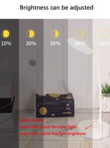 1pc LED Round Desk Lamp, Study Eye Care Small Night Light, Desk Top Creative Reading Lamp (Non-Rechargeable) - White - View 7