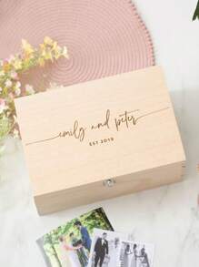 Caja conmemorativa de boda personalizada, caja de regalo con el nombre de la pareja, caja de recuerdos de boda, caja de memoria de madera personalizada, regalo de Sr. y Sra., caja conmemorativa de aniversario, caja de recuerdos grabada - Multicolor - Ver 4