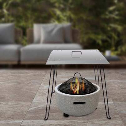 kangten Fire Pit Heat Deflector Stainless Steel Fire Pit Cover 24*24in For BBQ Grill Outdoor