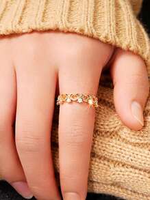 1pc Elegant Heart Shaped Cutout Zirconia Ring In 925 Silver Fashionable And Stylish Women's Birthday Gift Perfect For Dates And Parties