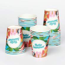 1 Set Summer Beach Theme Disposable Paper Cup For Holiday Party
