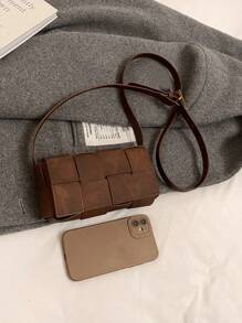 1 szt. Vintage Minimalistyczna, swobodna, sztuczna skóra, tkana torba na ramię/pod pachę dla kobiet, odpowiednia na wyjścia, randki i dojazdy do pracy. Tkana torebka dla kobiet, modna wieczorowa torba na ramię, skóra PU, ręcznie robiona kopertówka, swobodna torba crossbody