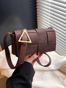 1 szt. Vintage Minimalistyczna, swobodna, sztuczna skóra, tkana torba na ramię/pod pachę dla kobiet, odpowiednia na wyjścia, randki i dojazdy do pracy. Tkana torebka dla kobiet, modna wieczorowa torba na ramię, skóra PU, ręcznie robiona kopertówka, swobodna torba crossbody