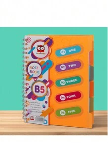 120 Page Spiral Notebook - Ultra Thick 5-Themed PP Separated Notebook With Color Cover - A5 Available In Four Colors
