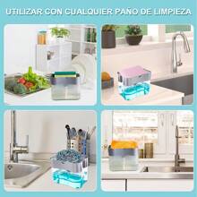 Dispensador de Jabon Liquido con Esponja Lava Trastes Cocina Dispensador facil de usar para Fregadero con Esponja - Gris - Ver 6